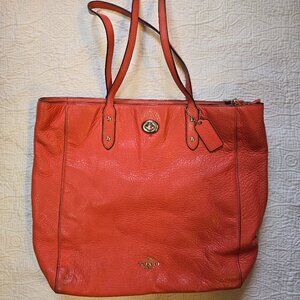 Light Red Coach Leather Satchel Handbag
